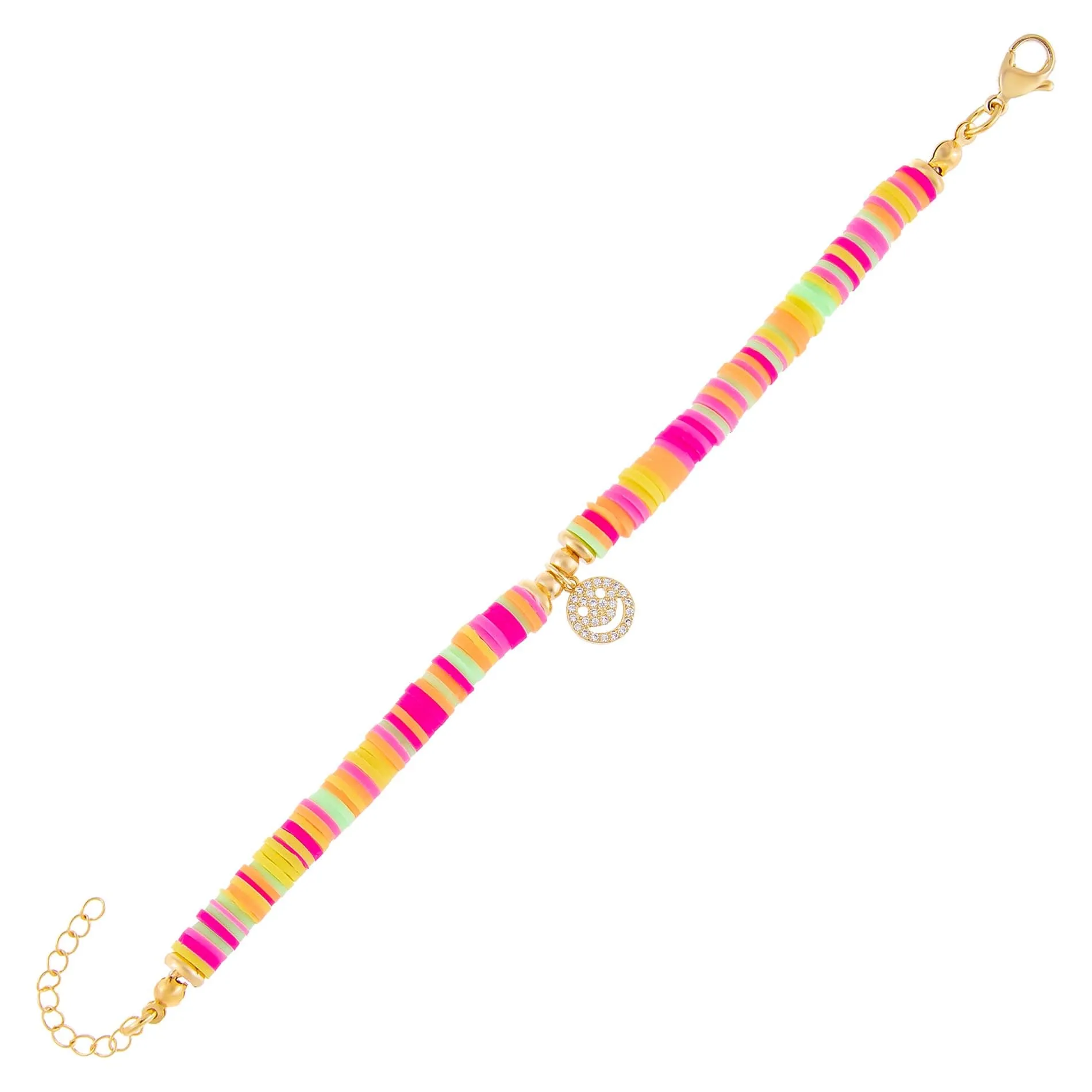 CZ Smiley Face Neon Bead Bracelet sold by Adina Eden's