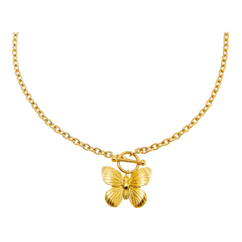 Solid Ridged Butterfly Toggle Necklace sold by Adina Eden's