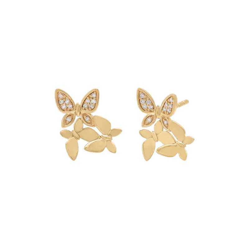 Diamond Butterfly Cluster Stud Earring 14K sold by Adina Eden's