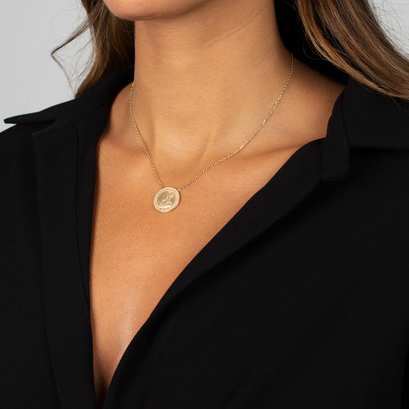 Double Sided Vintage Coins Necklace 14K sold by Adina Eden's product image thumbnail 3