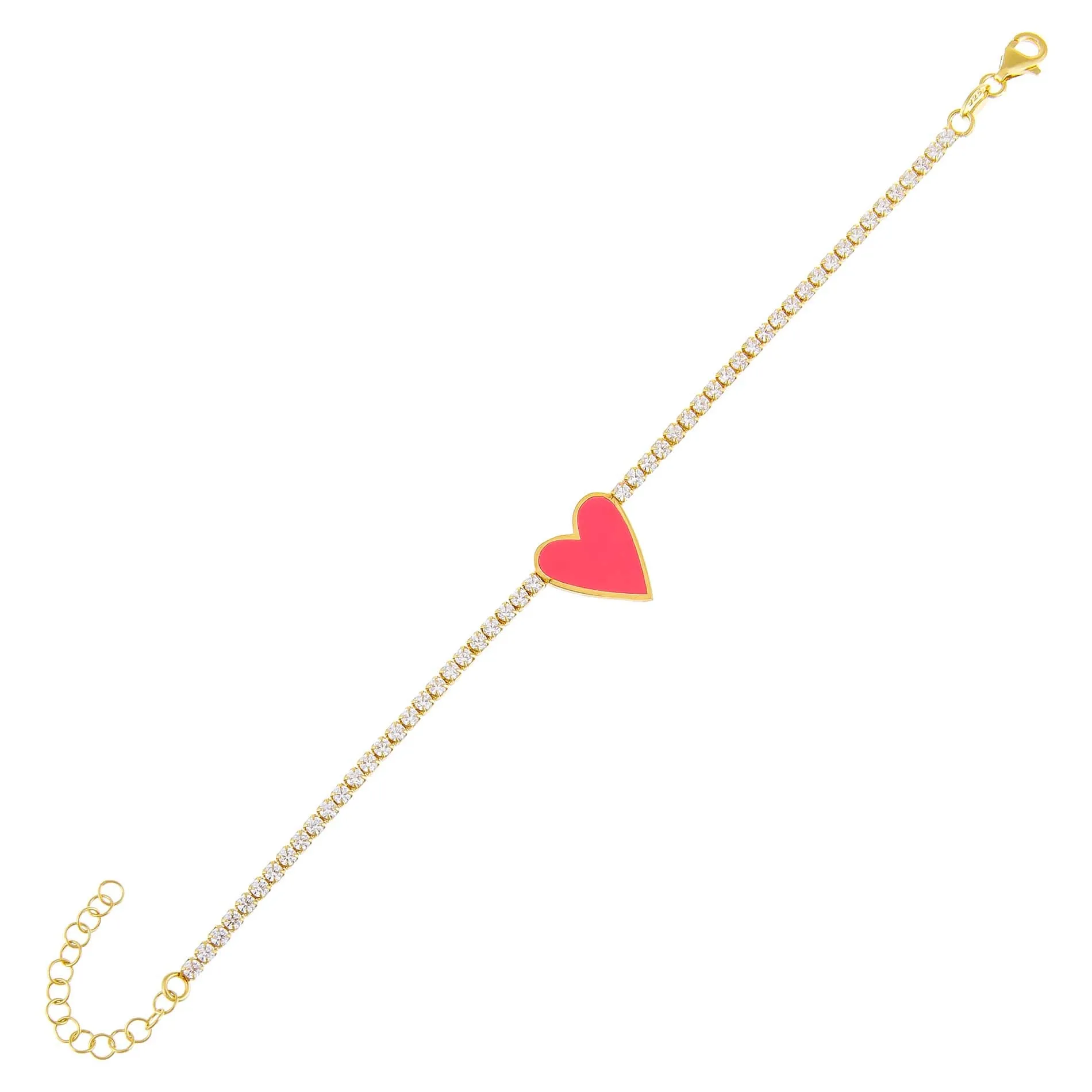 Neon Enamel Heart Tennis Bracelet sold by Adina Eden's product image thumbnail 2