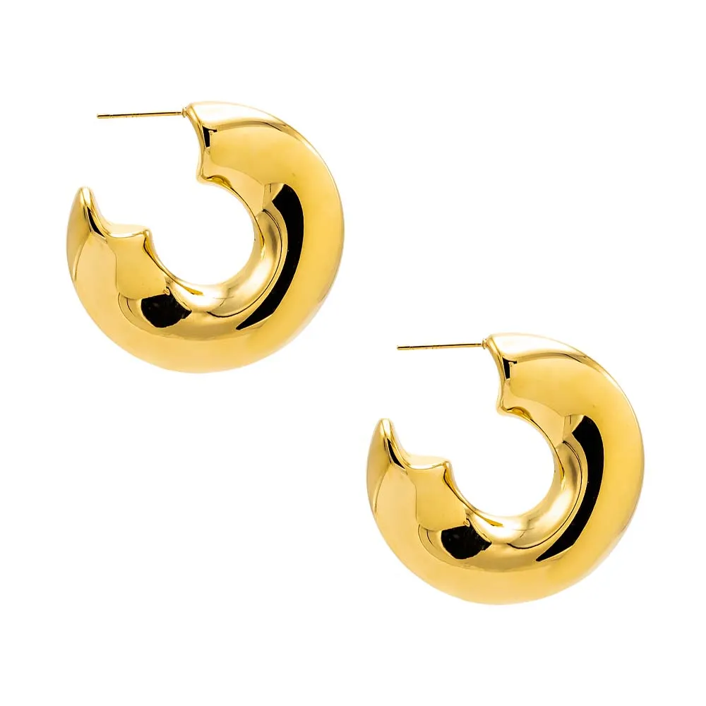 Solid Wide Hollow Curved Hoop Earring sold by Adina Eden's product image thumbnail 3