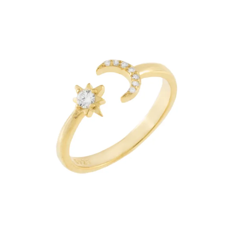 Pavé Moon & Star Ring sold by Adina Eden's