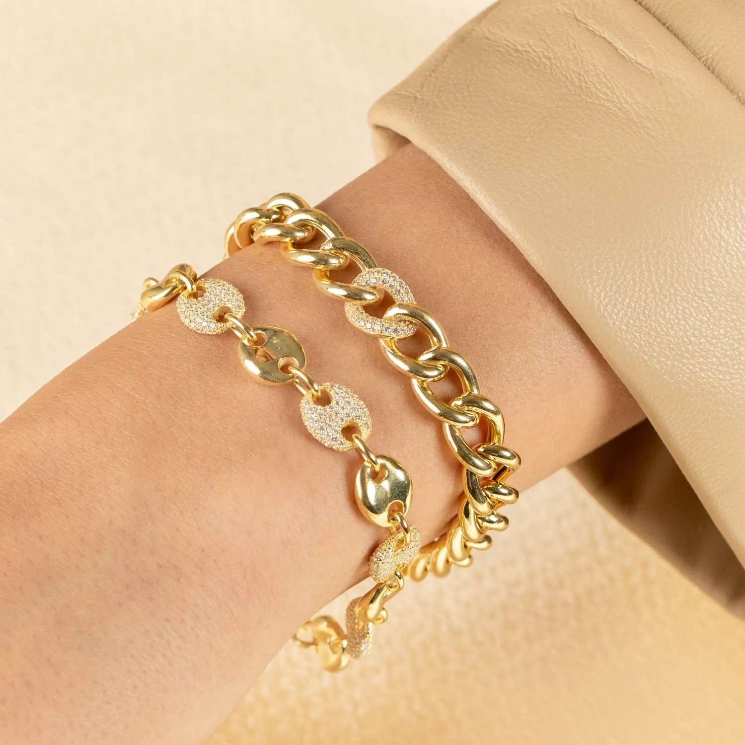 Single Pavé Round Curb Bracelet sold by Adina Eden's product image thumbnail 2