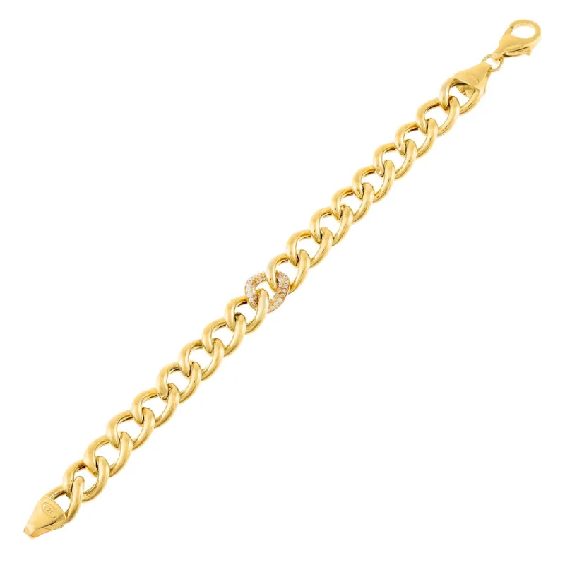 Single Pavé Round Curb Bracelet sold by Adina Eden's