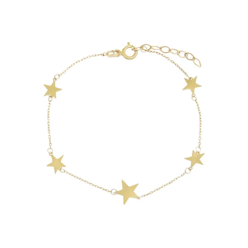Solid Multi Star Chain Bracelet 14K sold by Adina Eden's