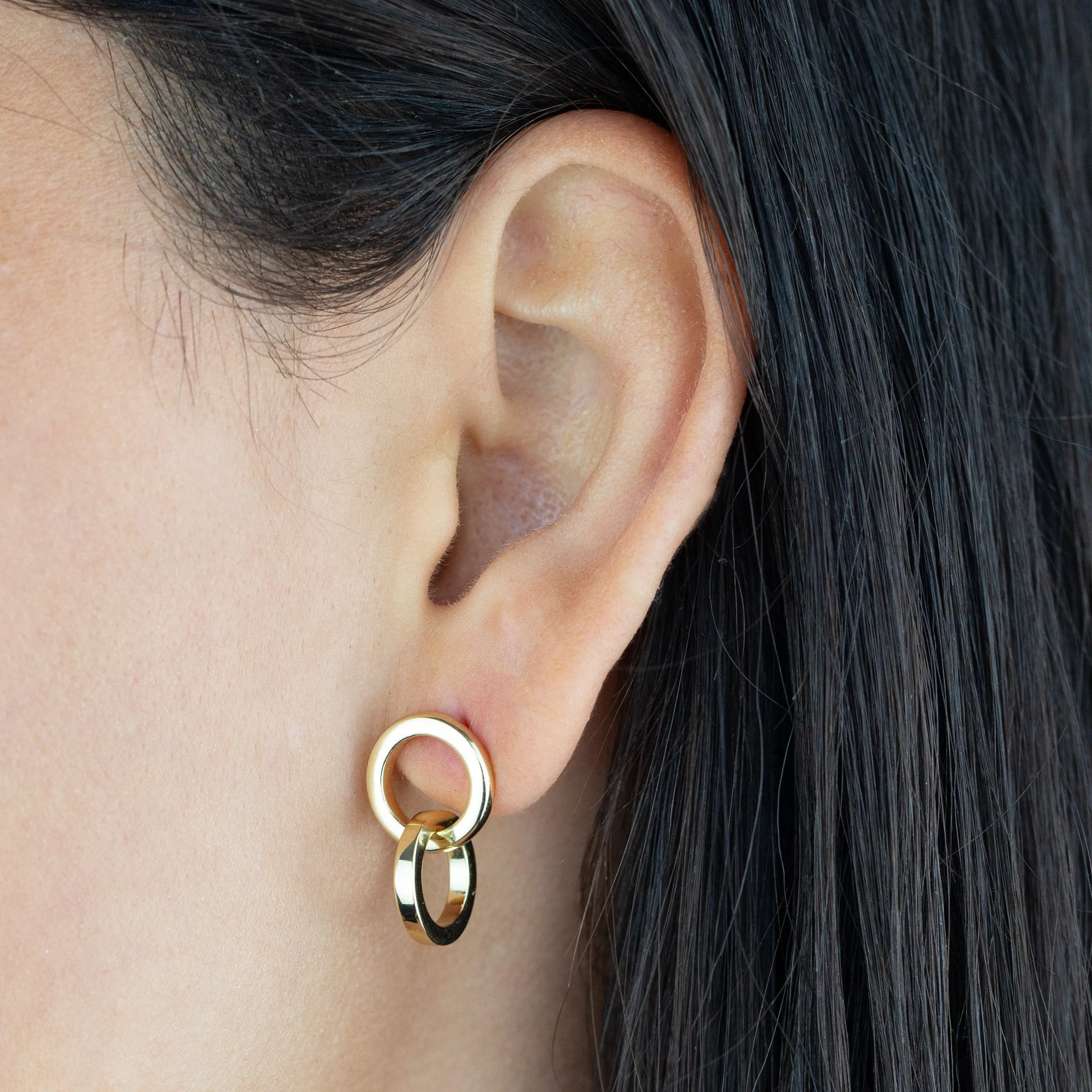 Solid Double Circle Huggie Earring sold by Adina Eden's product image thumbnail 2