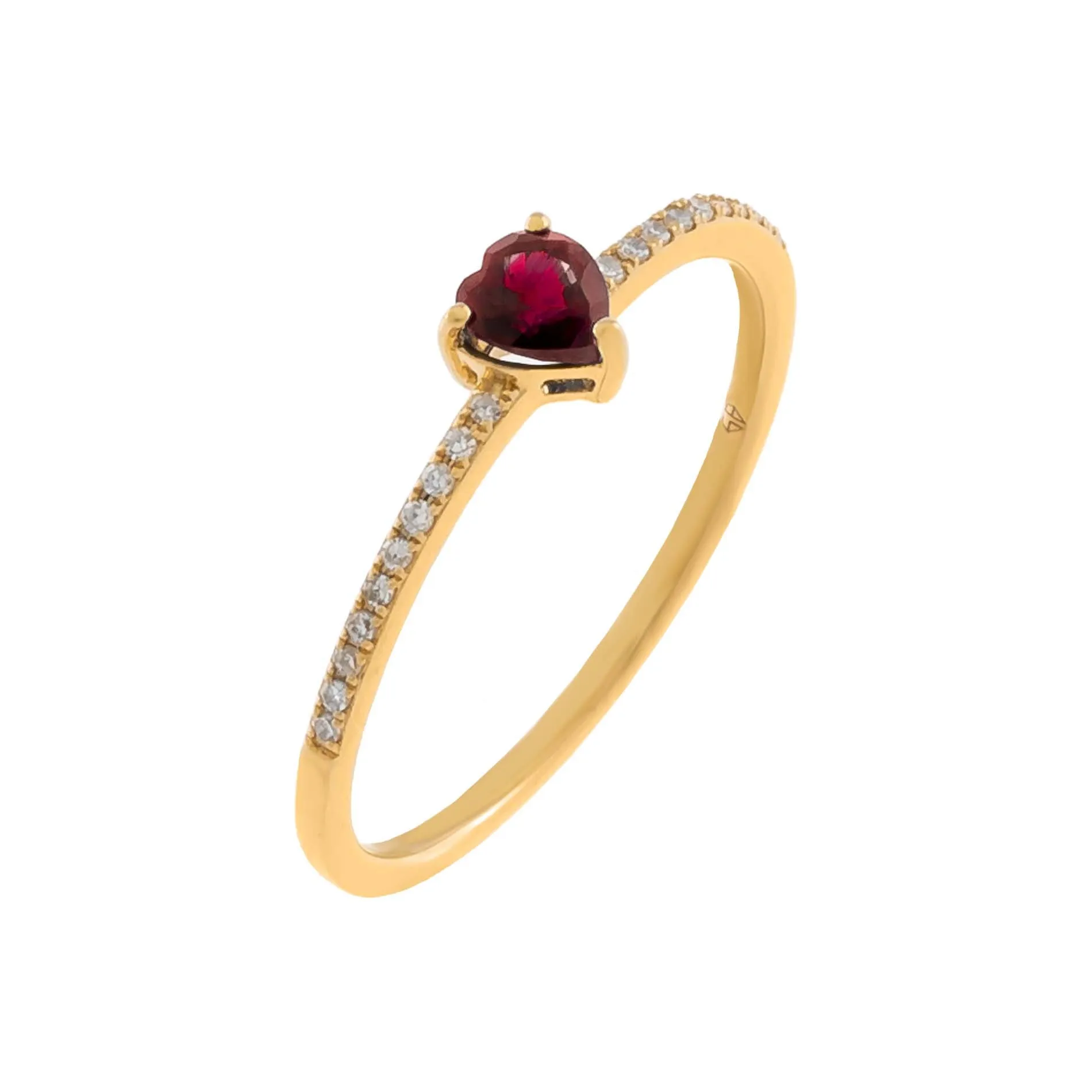 Diamond Pavé x Ruby Heart Ring 14K sold by Adina Eden's