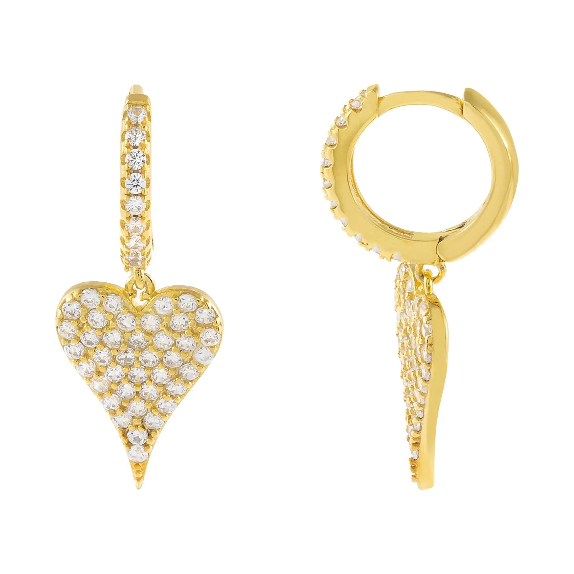 Pavé Heart Huggie Earring sold by Adina Eden's