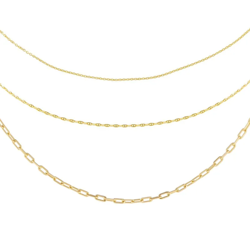 Triple Chain Necklace Combo Set 14K sold by Adina Eden's