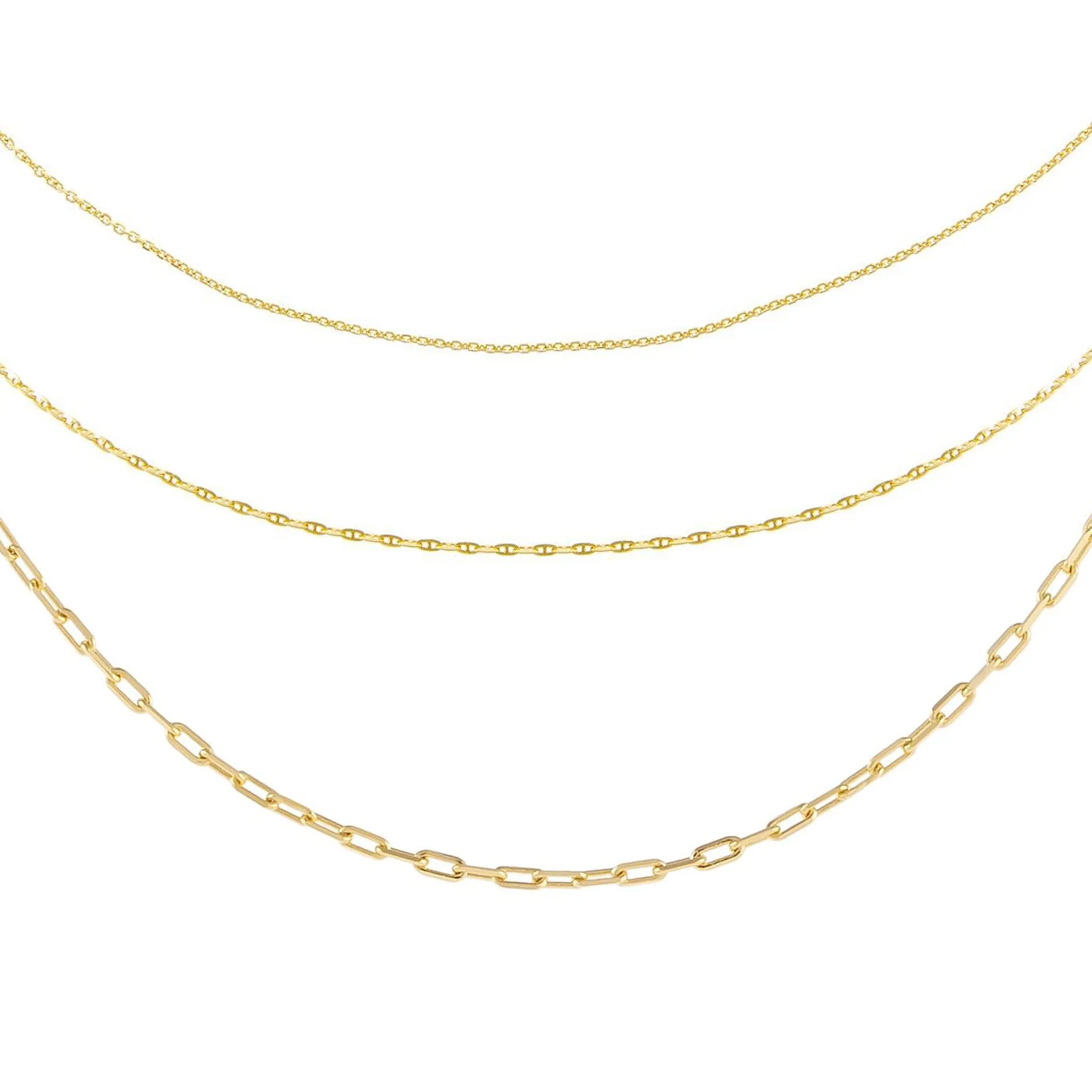 Triple Chain Necklace Combo Set 14K sold by Adina Eden's