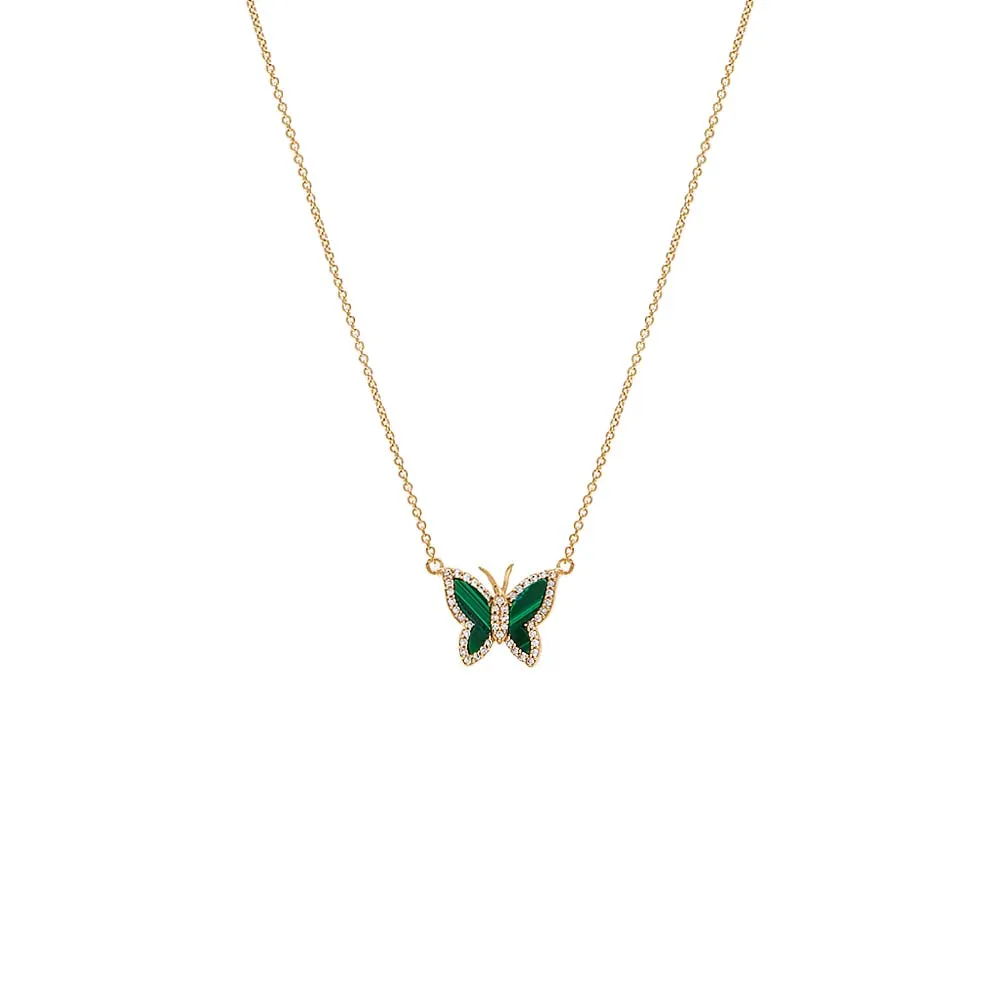 Mini Diamond Pave Outline Stone Butterfly Necklace 14K sold by Adina Eden's product image thumbnail 2