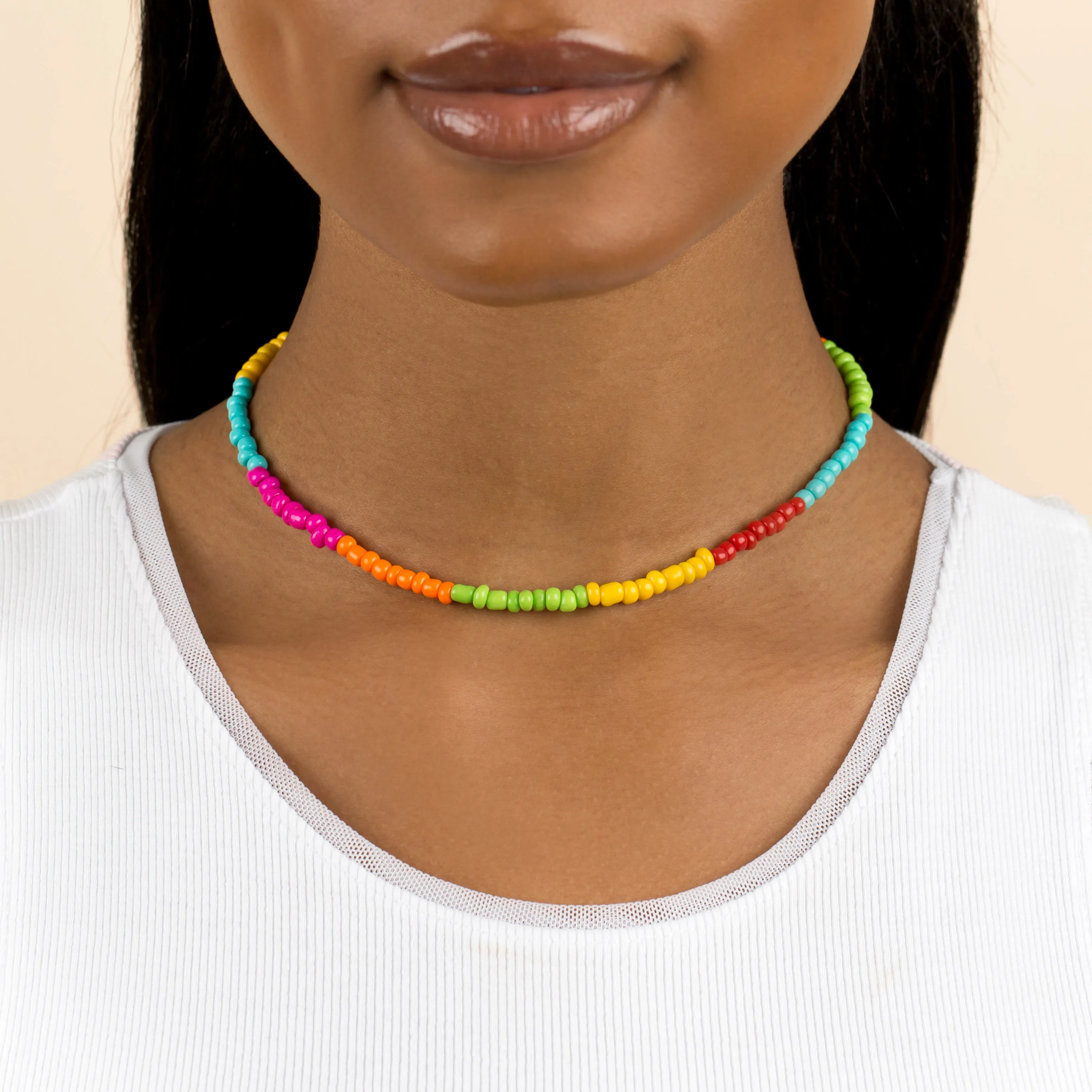 Bright Multi Color Bead Necklace sold by Adina Eden's product image thumbnail 2