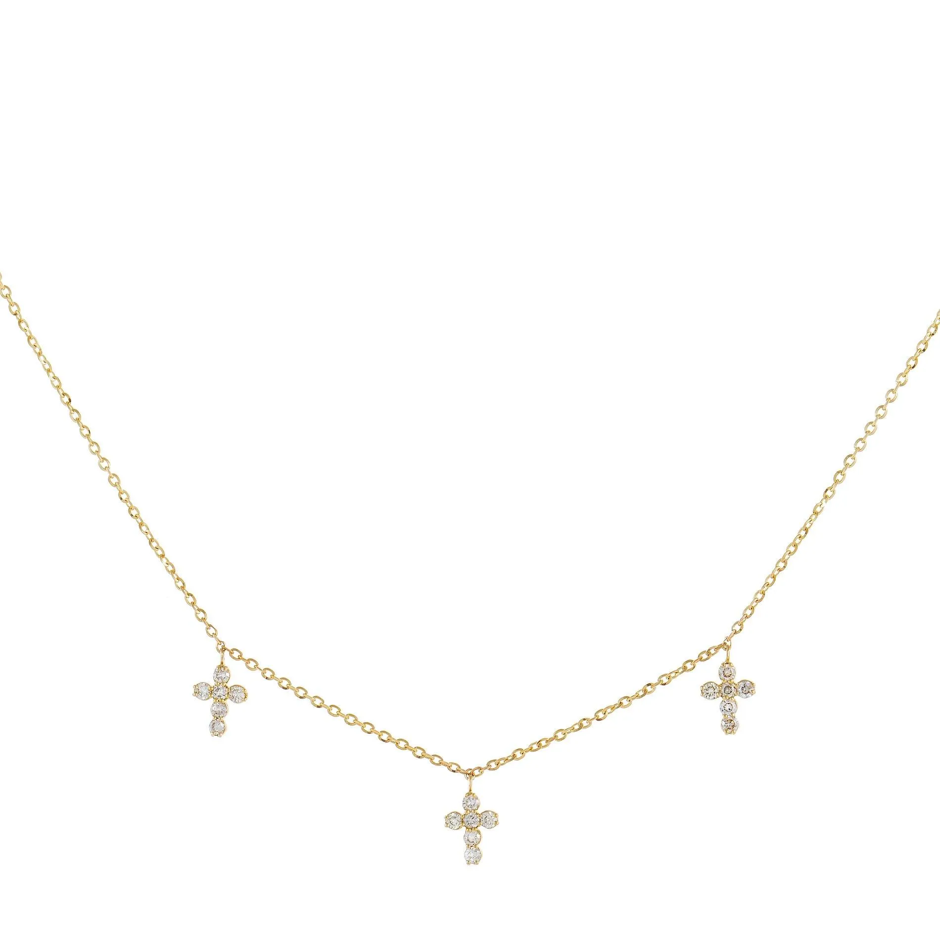 CZ Triple Cross Necklace sold by Adina Eden's