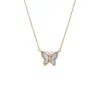Mini Diamond Pave Outline Stone Butterfly Necklace 14K sold by Adina Eden's