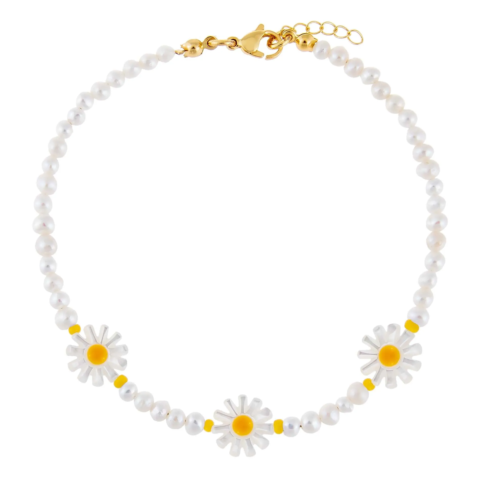 Pastel Daisy Beaded Anklet sold by Adina Eden's product image thumbnail 2