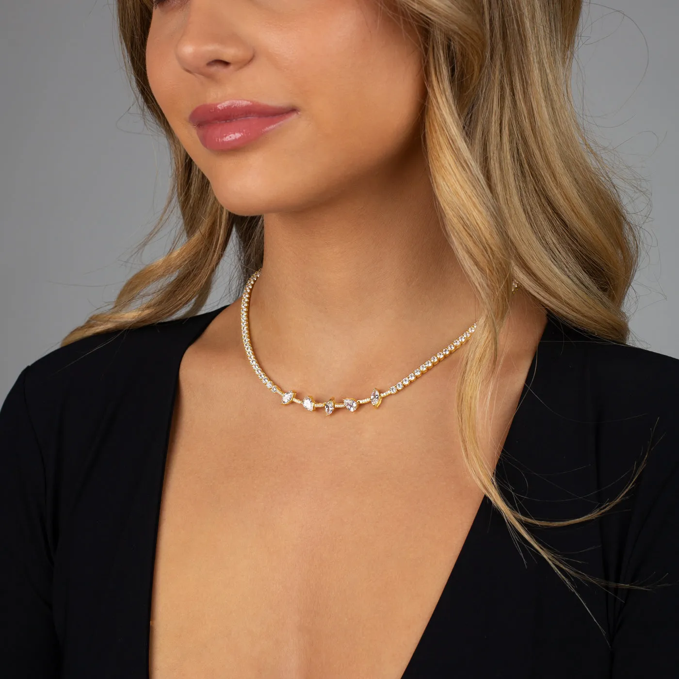 Colored Multi Shape Tennis Necklace sold by Adina Eden's product image thumbnail 2