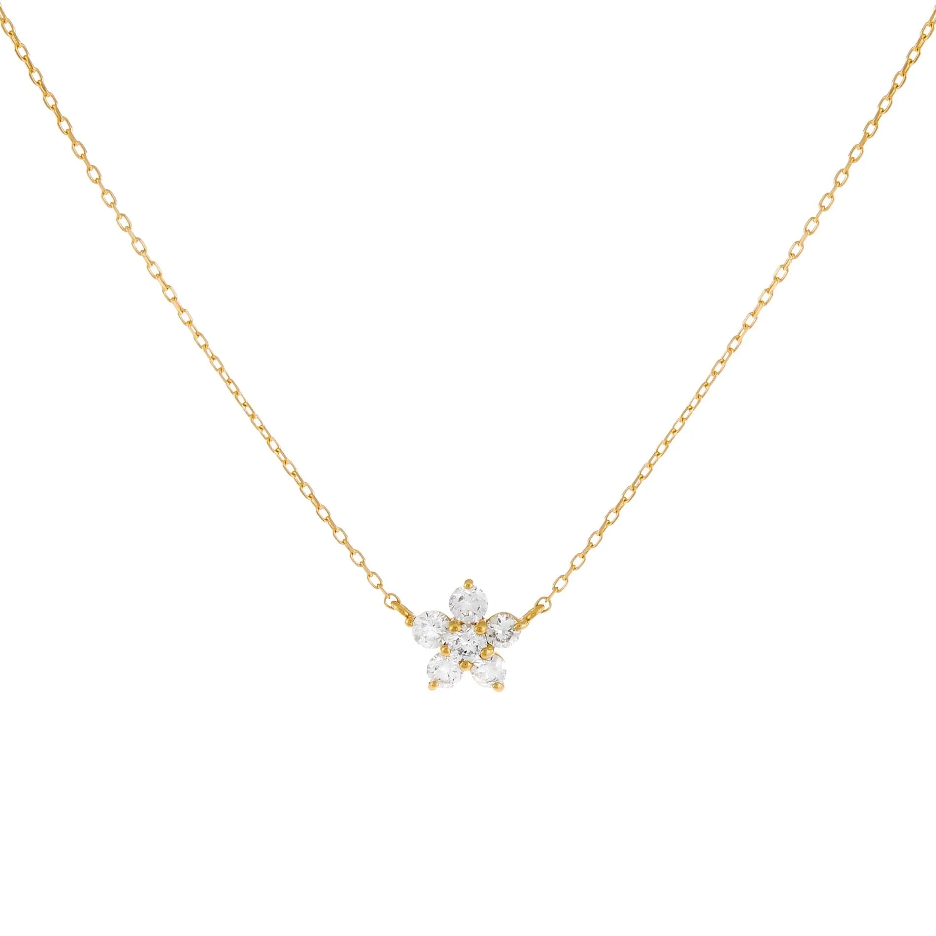 Diamond Mini Flower Necklace 14K sold by Adina Eden's