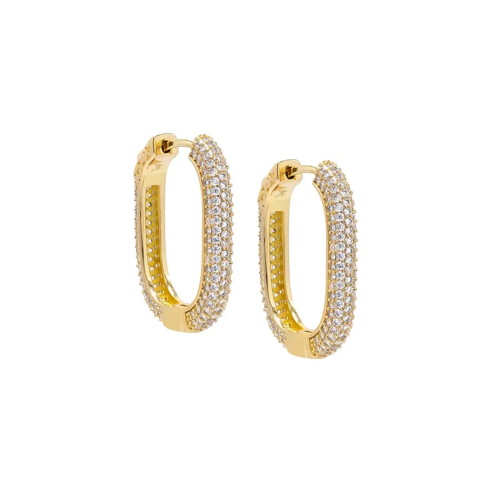 CZ Pave Square Shape Open Hoop Earring sold by Adina Eden's
