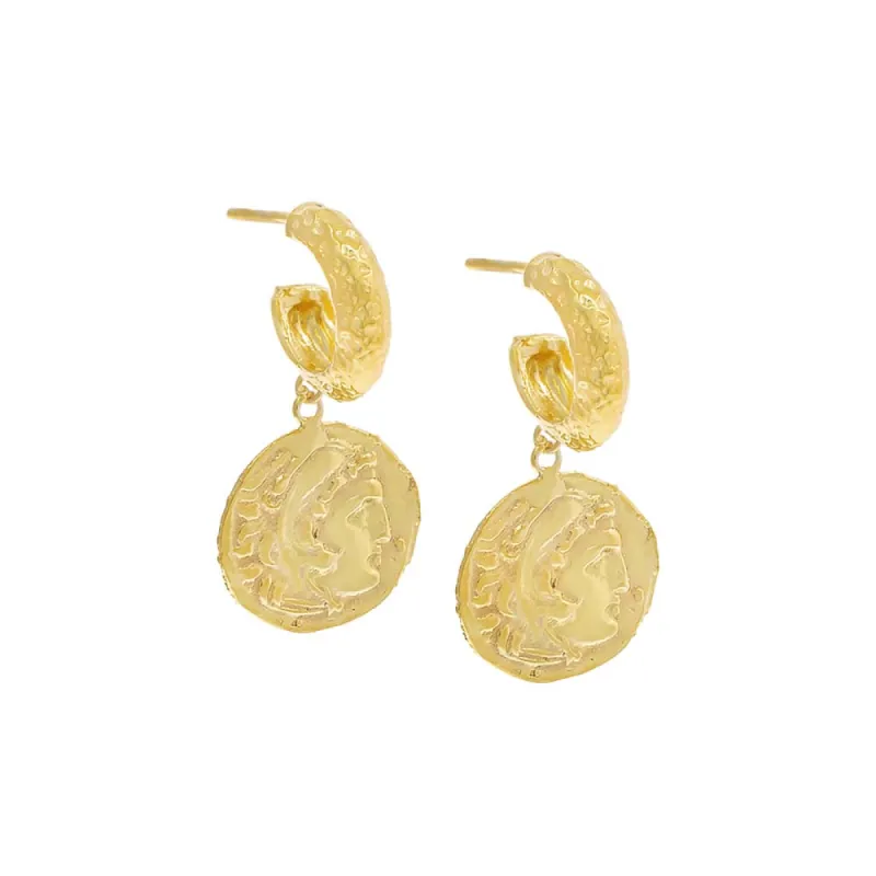 Mini Vintage Coin Hoop Earring sold by Adina Eden's