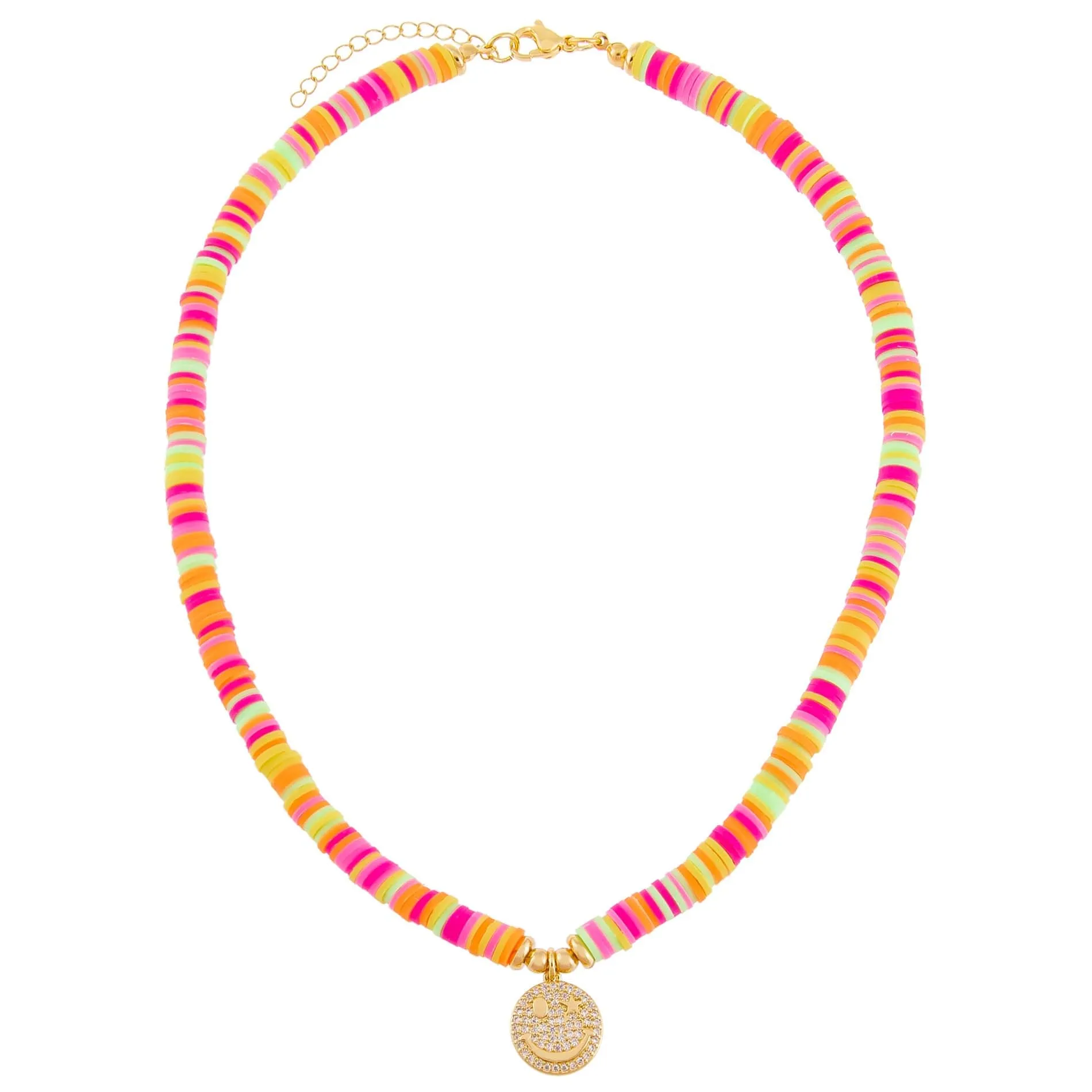 CZ Smiley Face Neon Bead Necklace sold by Adina Eden's product image thumbnail 2