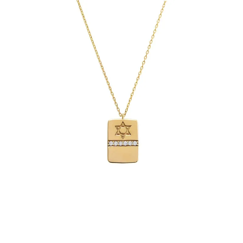 Star Of David Pave Dog Tag Necklace sold by Adina Eden's