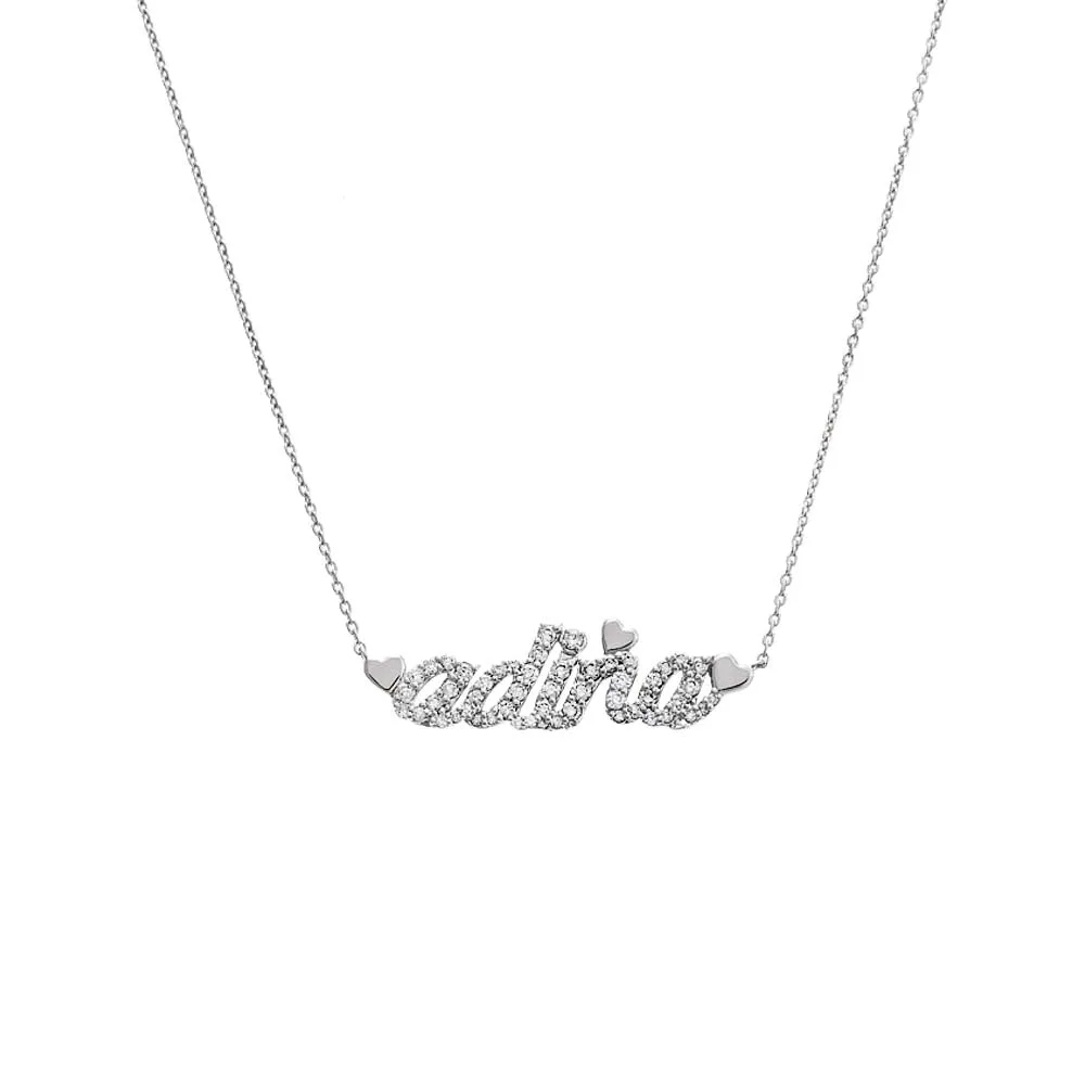 Diamond Pave X Heart Accented Nameplate Necklace 14K sold by Adina Eden's product image thumbnail 3