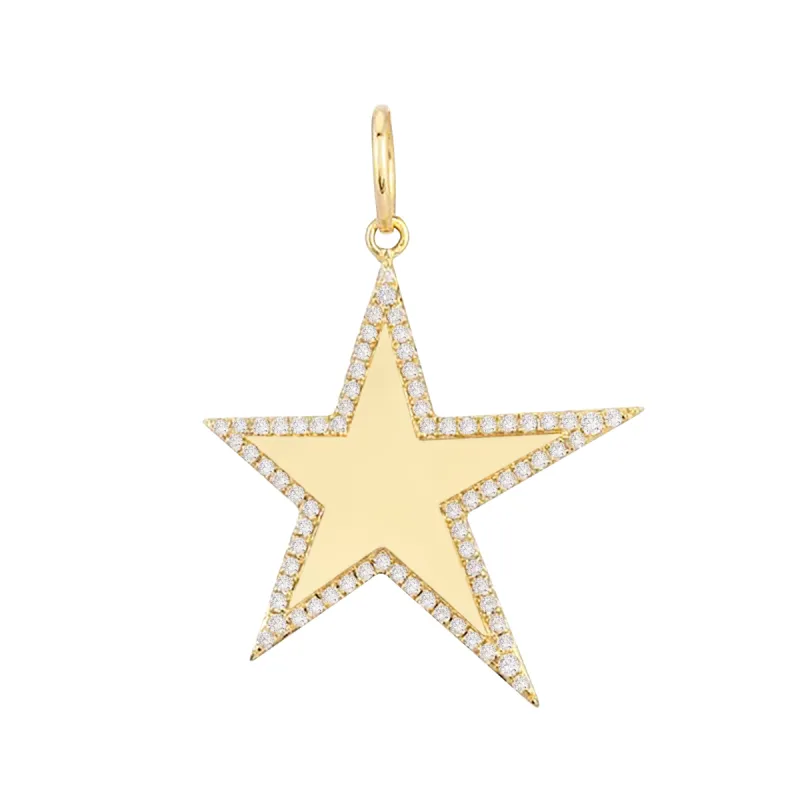 Diamond X Solid Star Charm 14K sold by Adina Eden's
