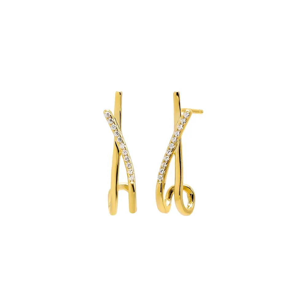 Solid/Pave X Open Stud Earring sold by Adina Eden's