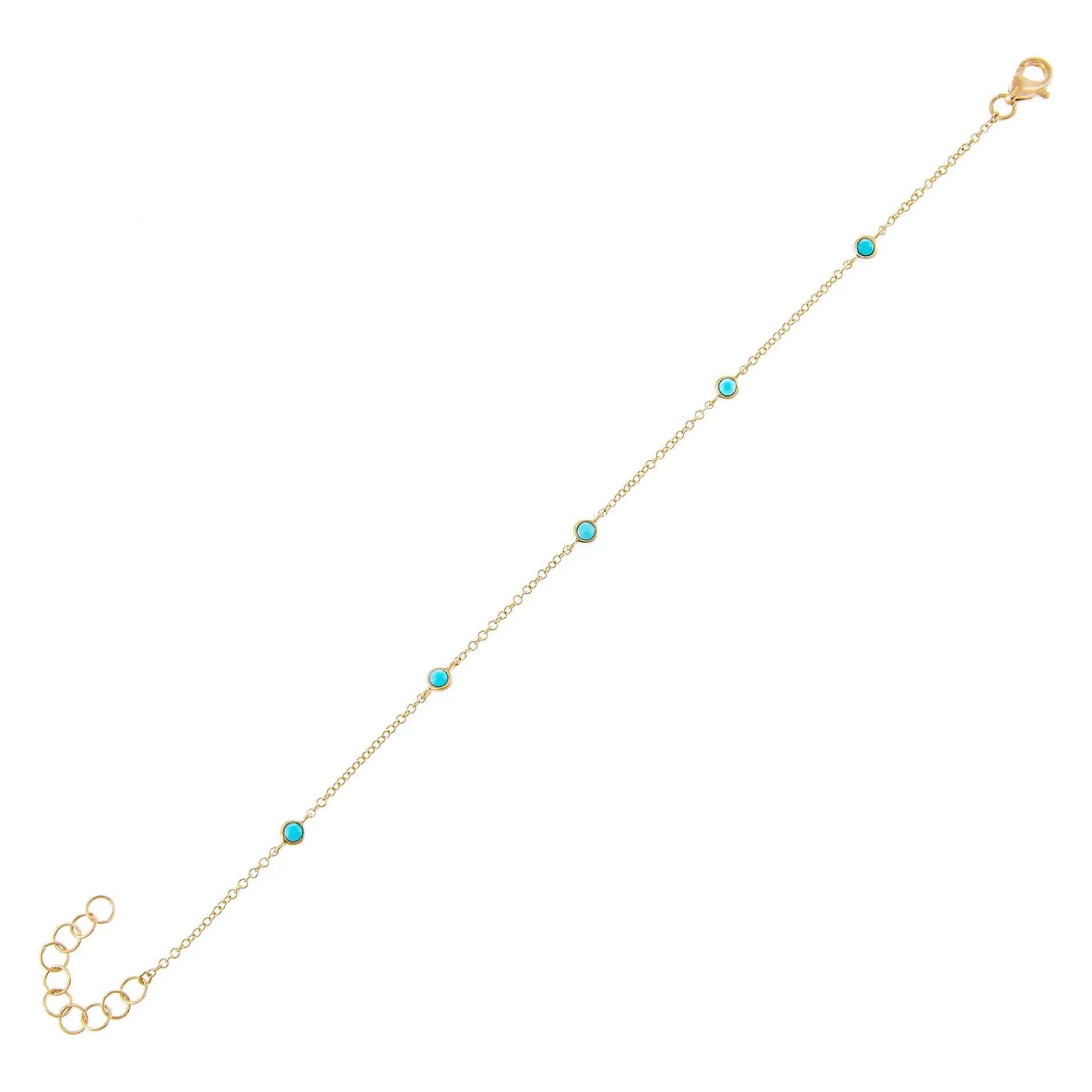 Multi Turquoise Bezel Bracelet 14K sold by Adina Eden's