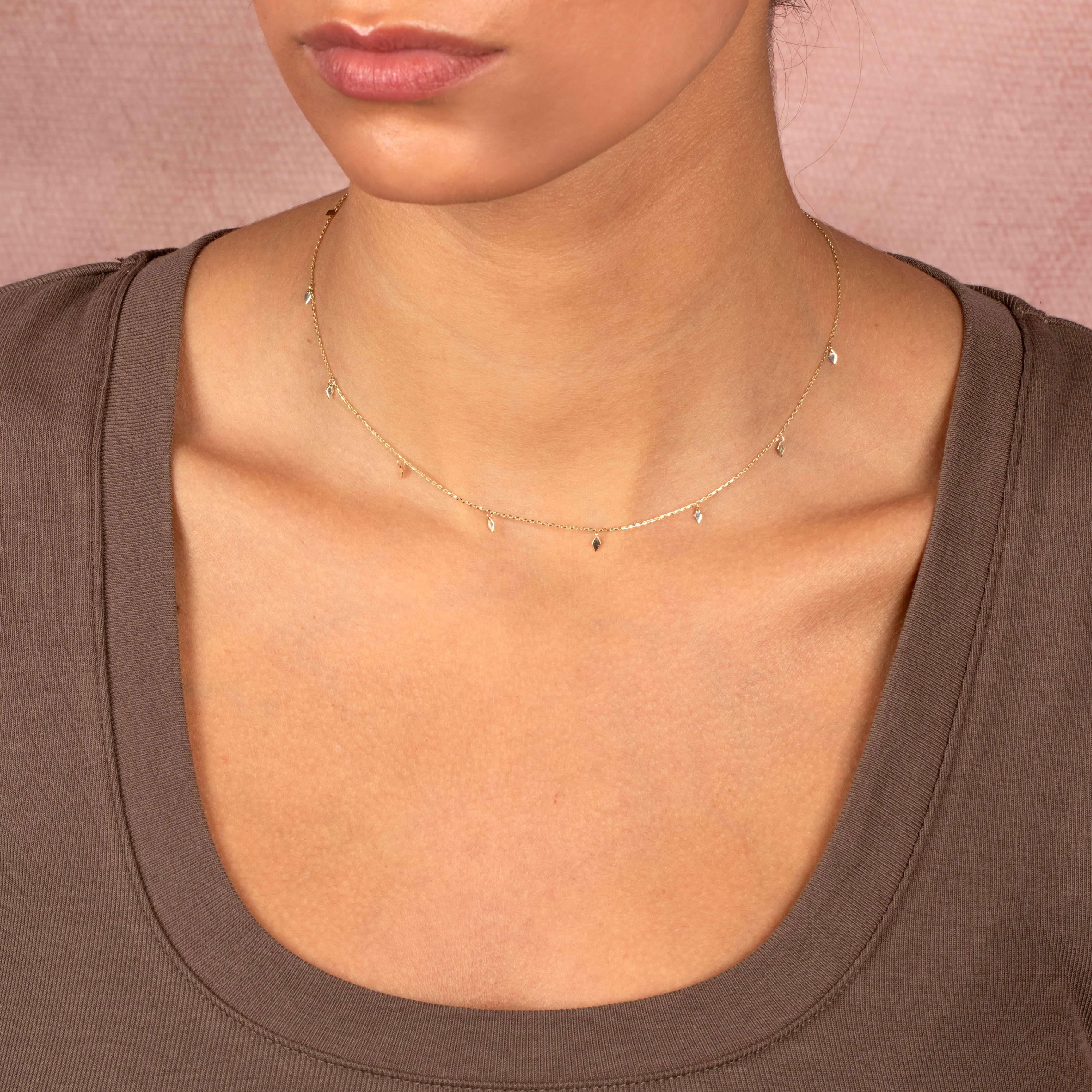 Dainty Dangling Charm Necklace 14K sold by Adina Eden's product image thumbnail 2