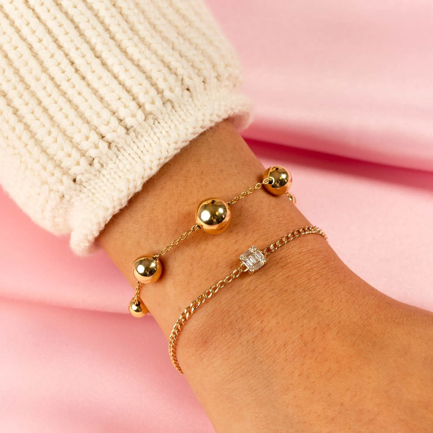 Square Diamond Cuban Bracelet 14K sold by Adina Eden's product image thumbnail 2