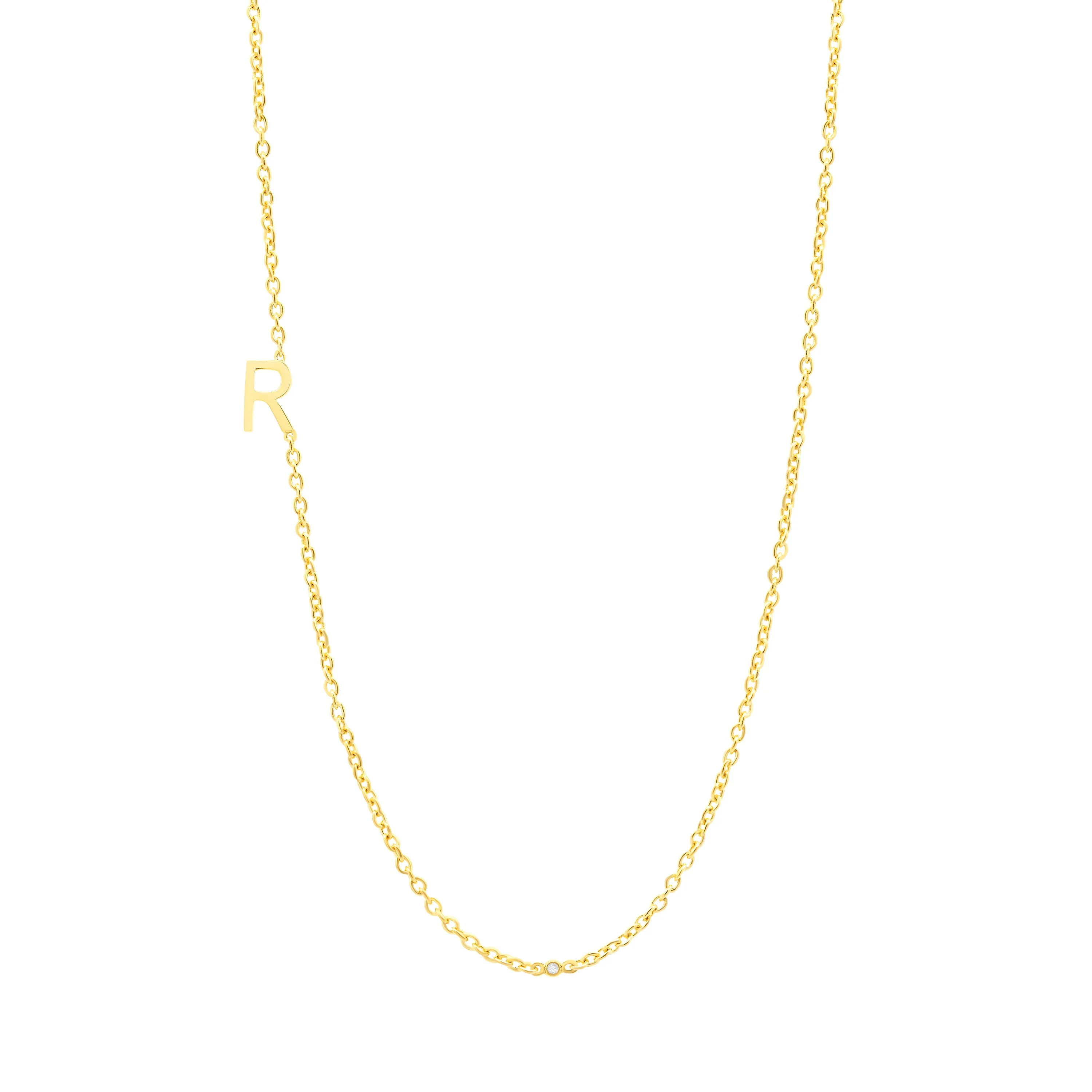 Diamond Bezel Sideway Initial Necklace 14K sold by Adina Eden's product image thumbnail 4