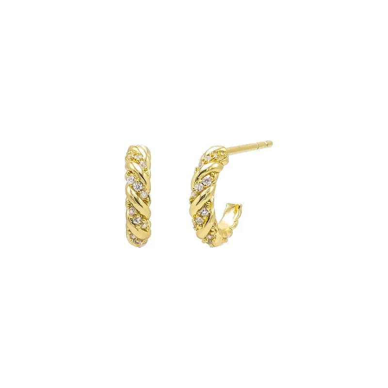 Pave Twisted Rope Open Hoop Earring sold by Adina Eden's