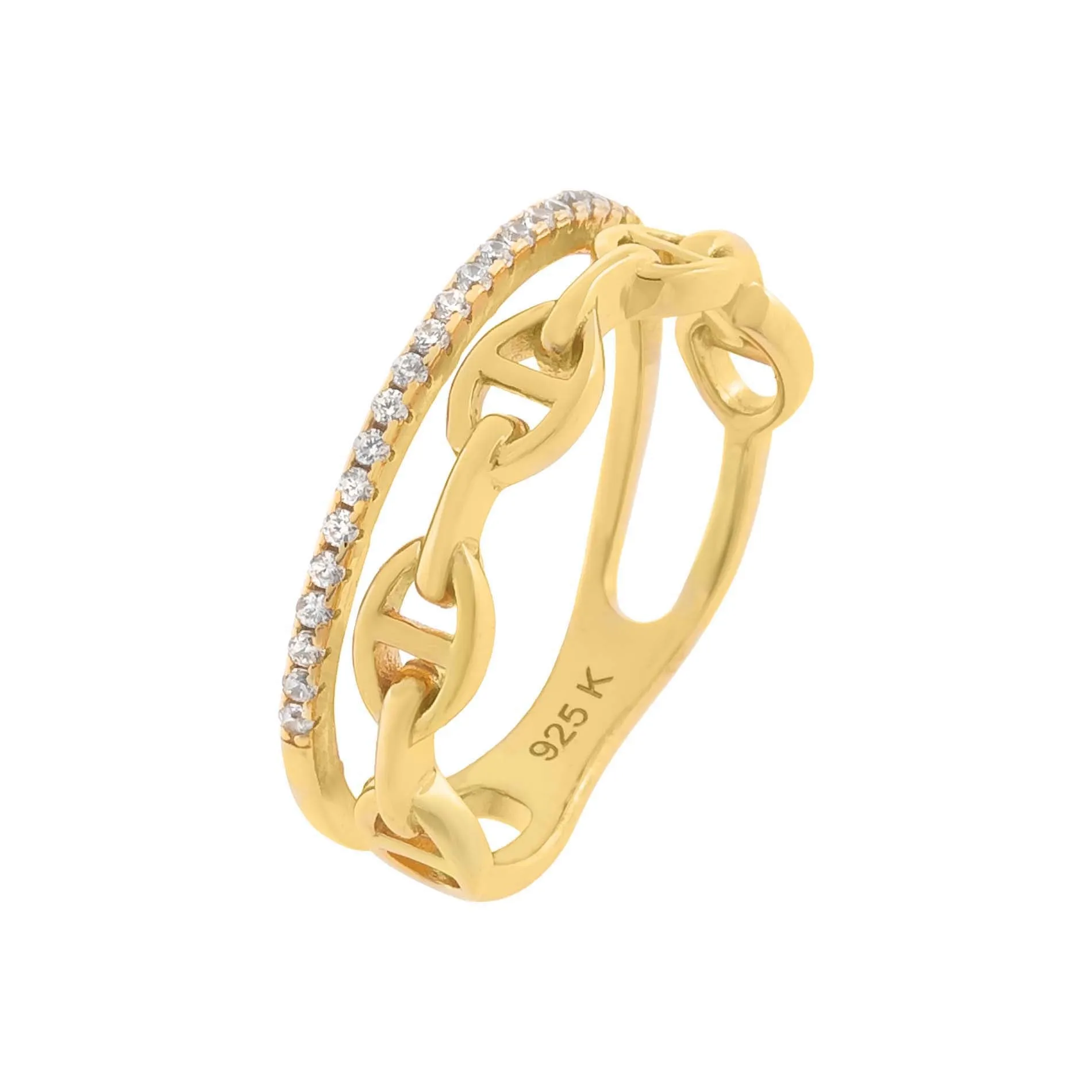 Pavé x Mariner Link Double Row Ring sold by Adina Eden's