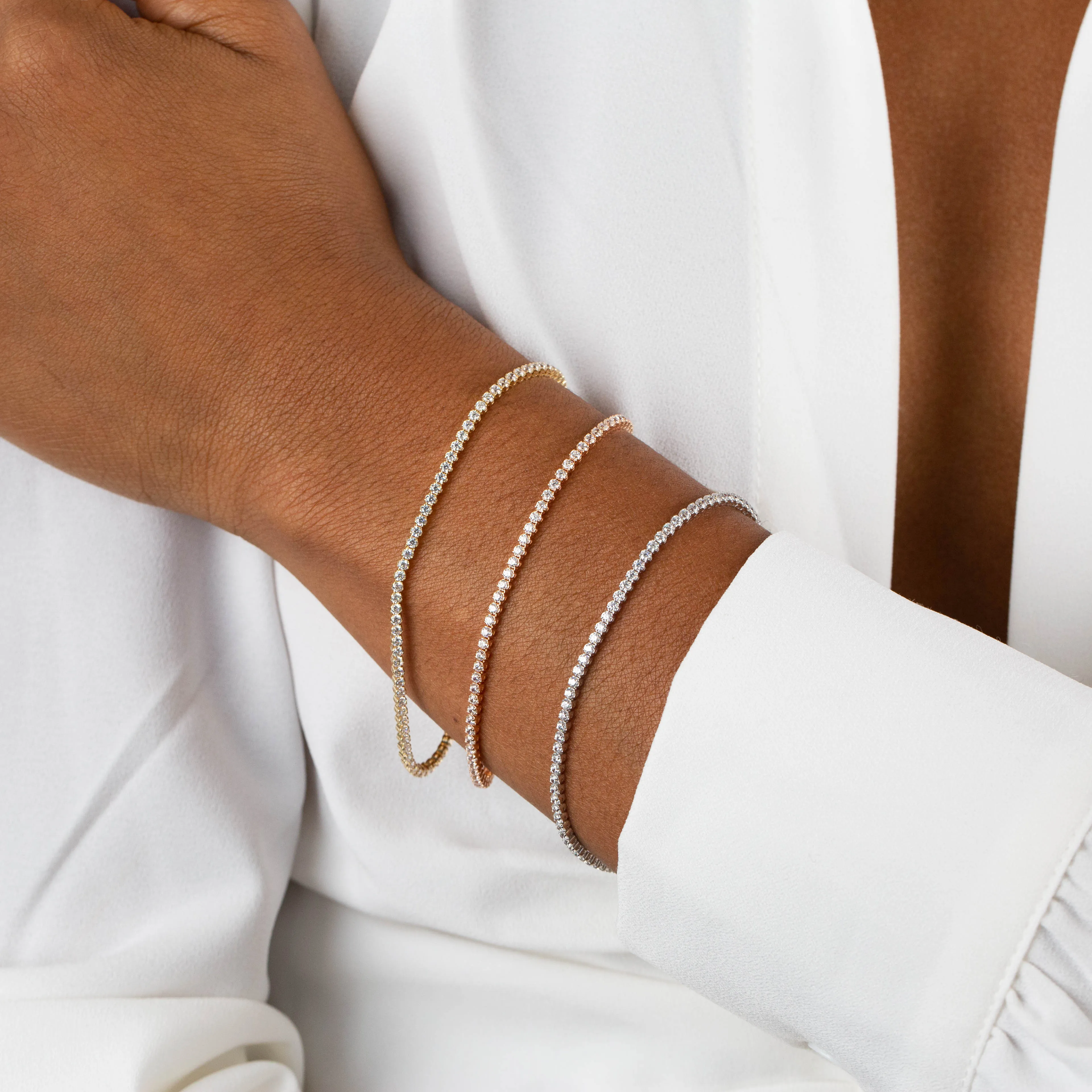 CZ Bezel Tennis Bracelet 14K sold by Adina Eden's product image thumbnail 2