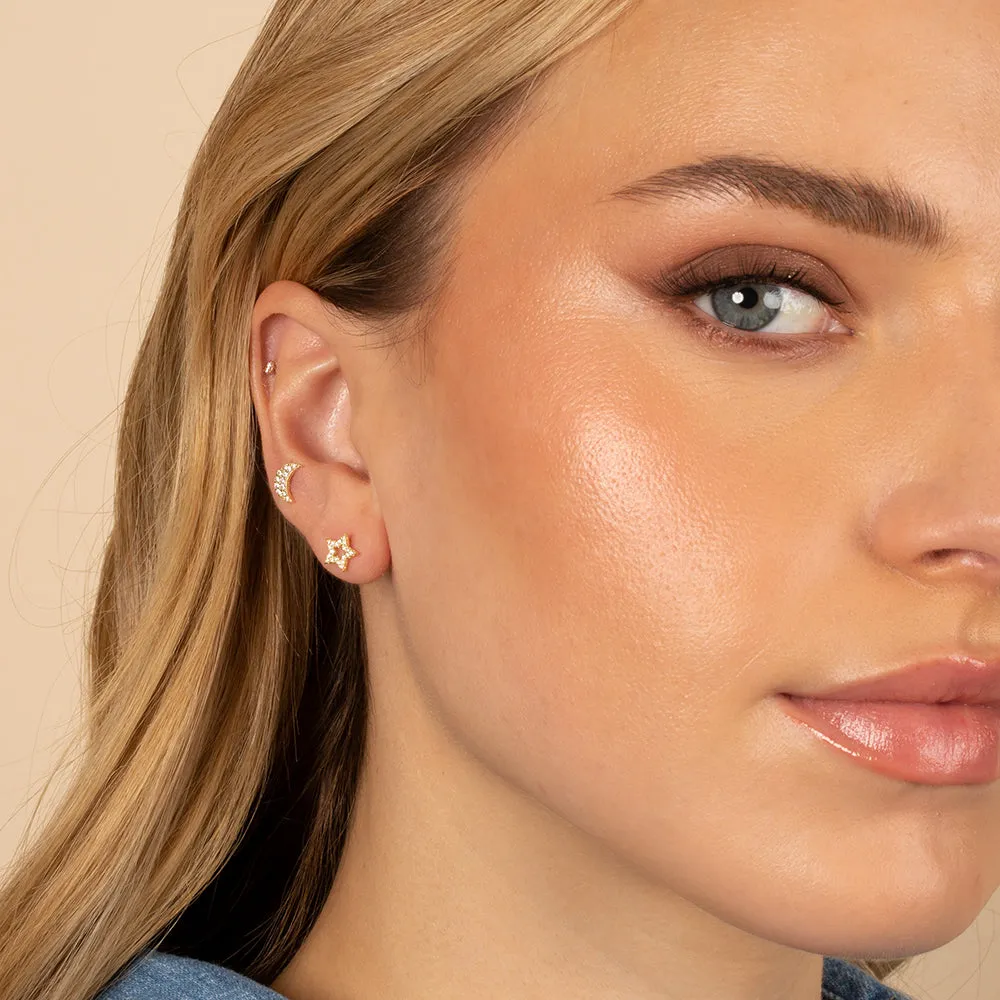 Mini Pavé Open Star Stud Earring sold by Adina Eden's product image thumbnail 2