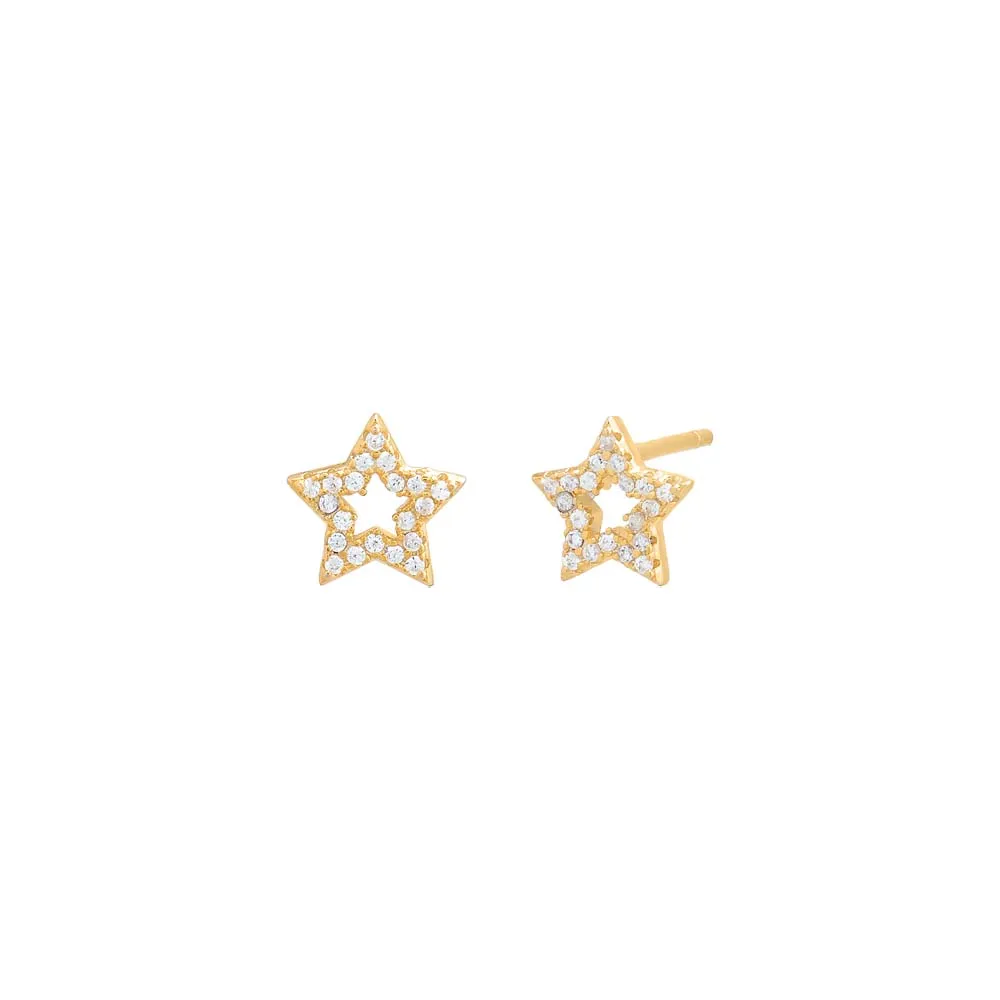 Mini Pavé Open Star Stud Earring sold by Adina Eden's