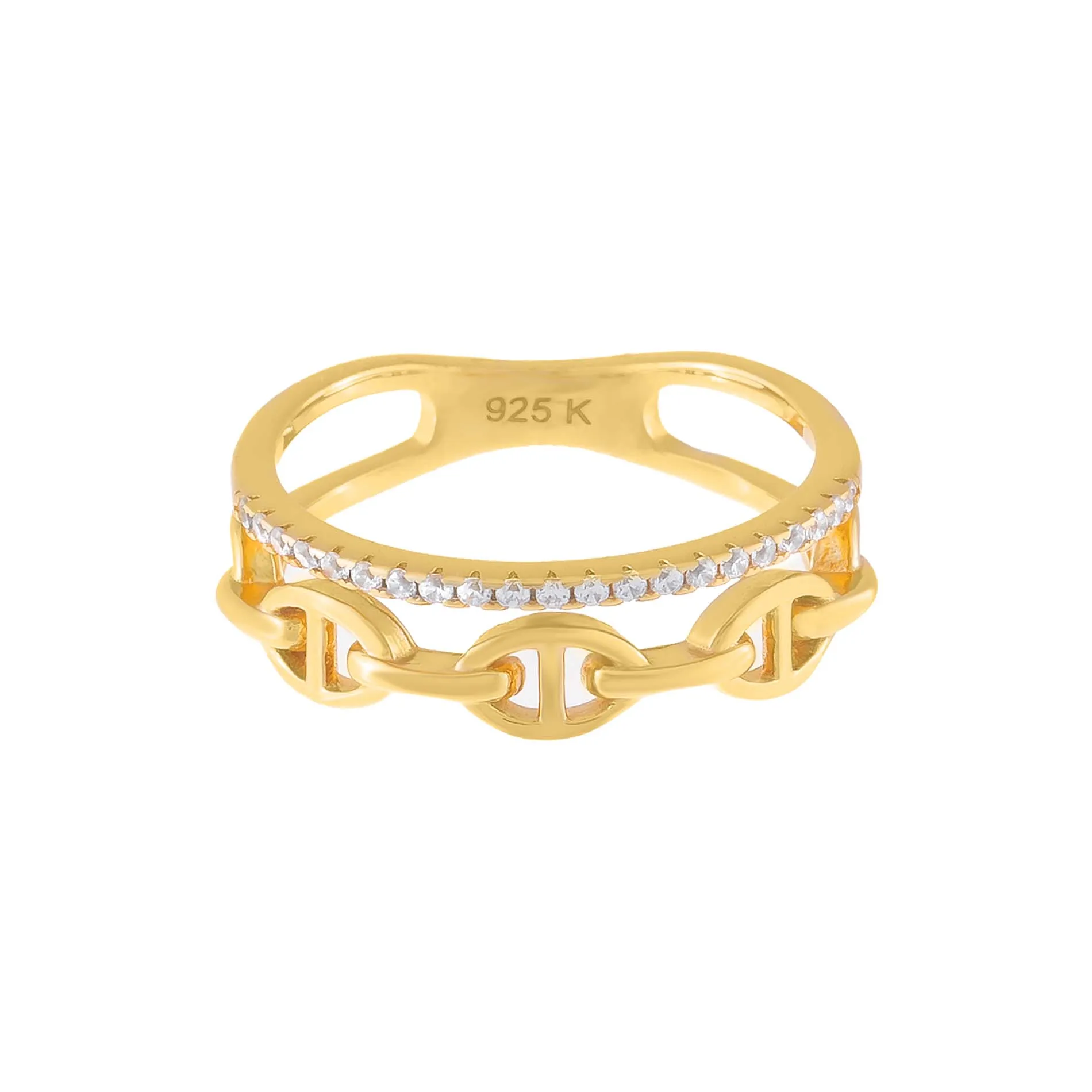 Pavé x Mariner Link Double Row Ring sold by Adina Eden's product image thumbnail 4