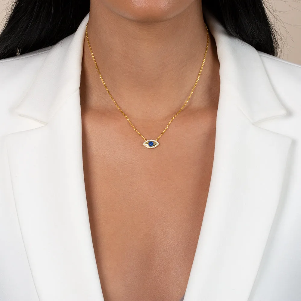 Colored Pavé Evil Eye Pendant Necklace sold by Adina Eden's product image thumbnail 2