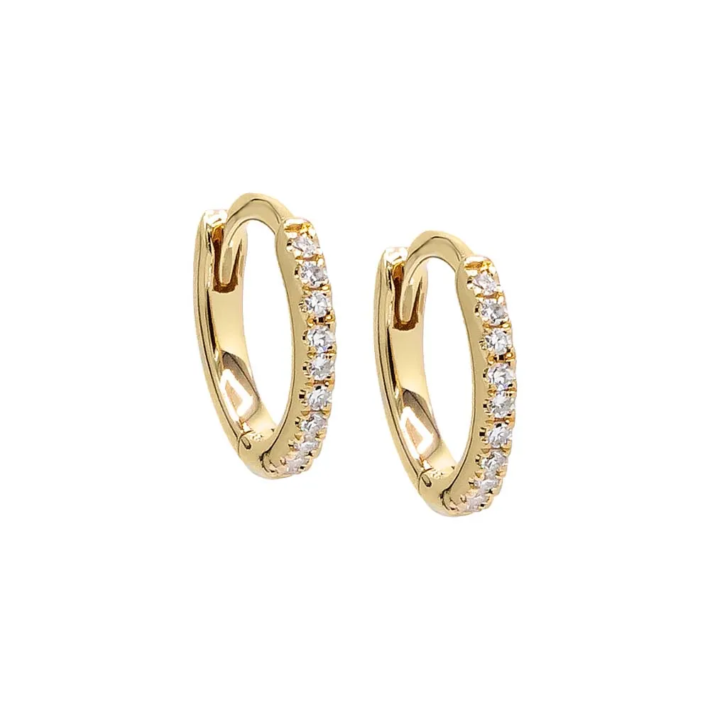 Diamond Pave Rounded Huggie Earring 14K sold by Adina Eden's