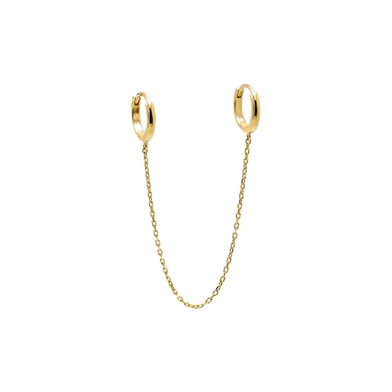 Solid Double Chain Huggie Earring 14K sold by Adina Eden's