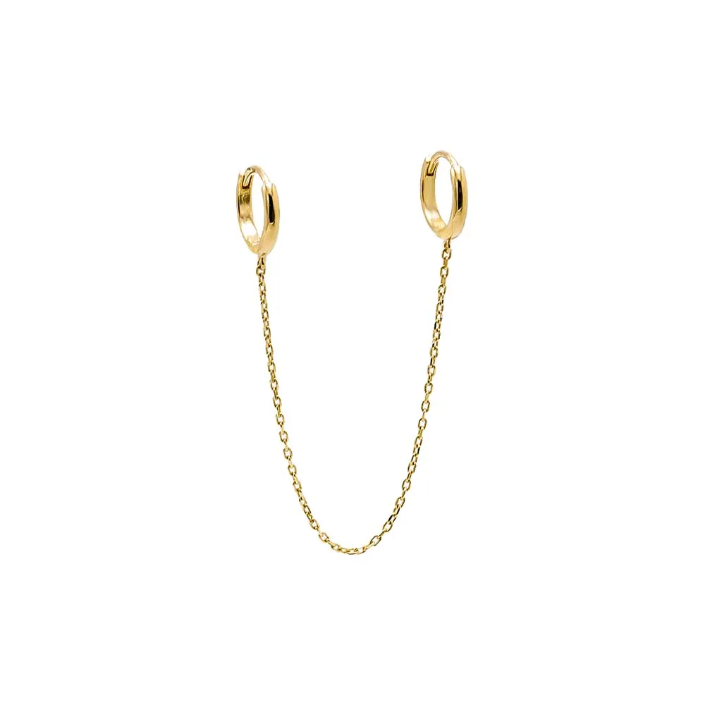 Solid Double Chain Huggie Earring 14K sold by Adina Eden's