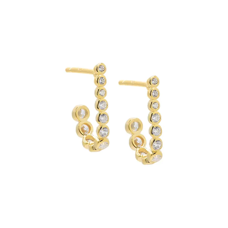 CZ Bezel U Shape Stud Earring sold by Adina Eden's