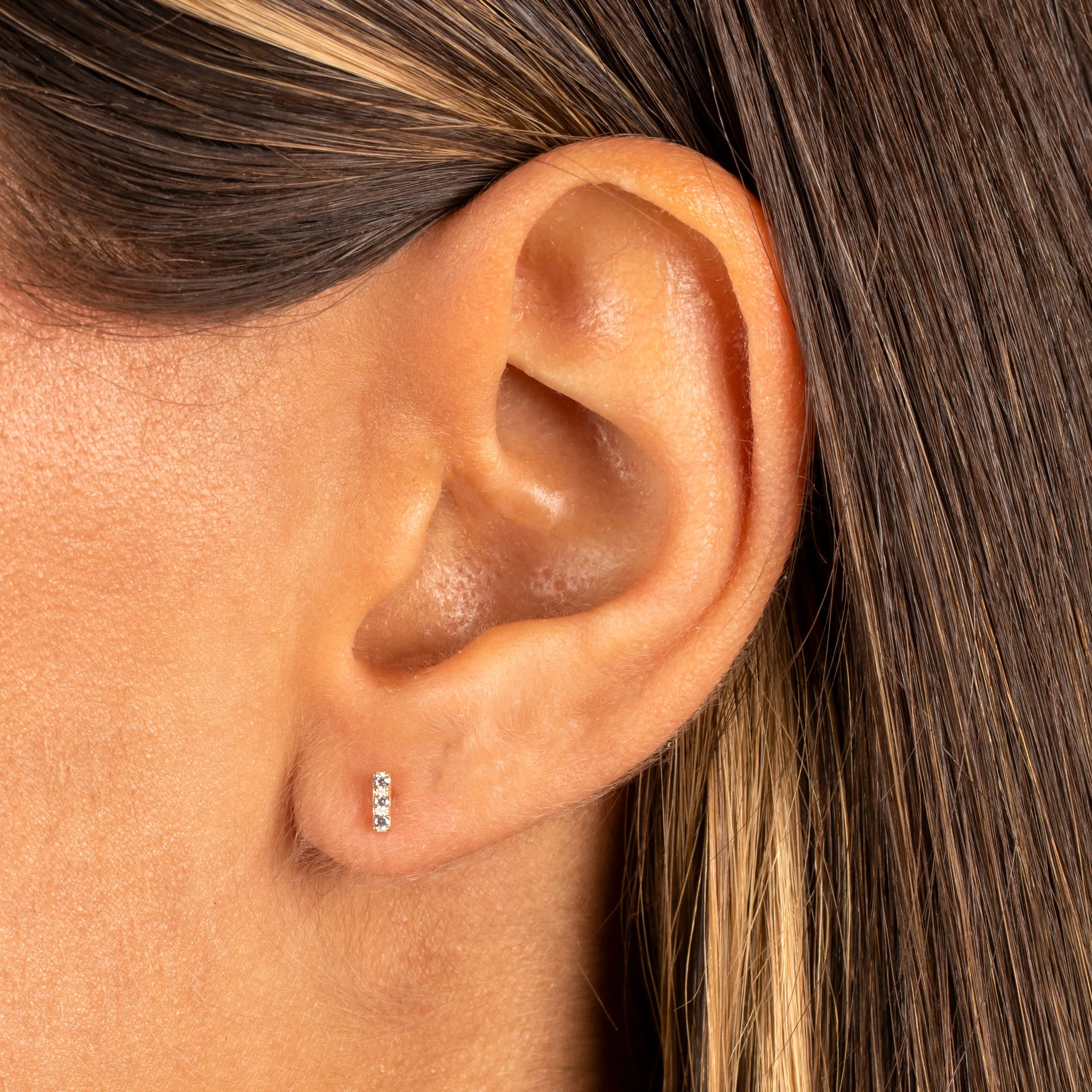 Pave Mini Bar Stud Earring 14K sold by Adina Eden's product image thumbnail 2