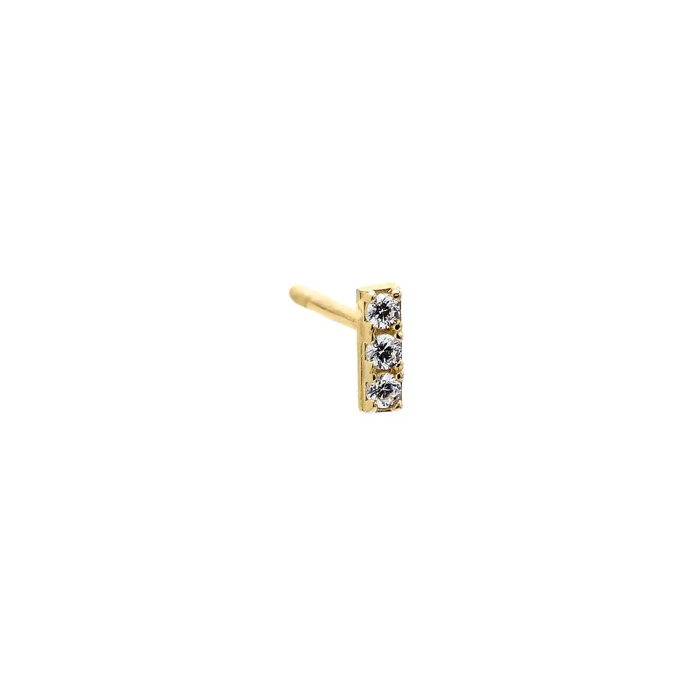 Pave Mini Bar Stud Earring 14K sold by Adina Eden's product image thumbnail 3