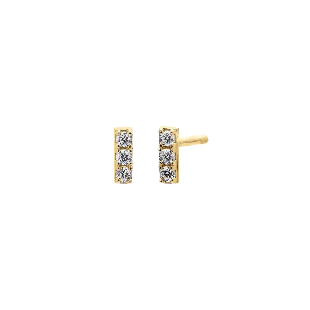 Pave Mini Bar Stud Earring 14K sold by Adina Eden's