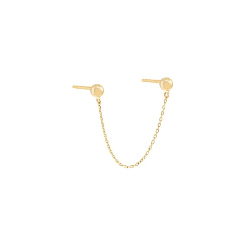 Double Beaded Chain Stud Earring 14K sold by Adina Eden's