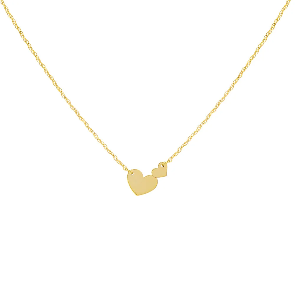 Solid Double Heart Necklace 14K sold by Adina Eden's