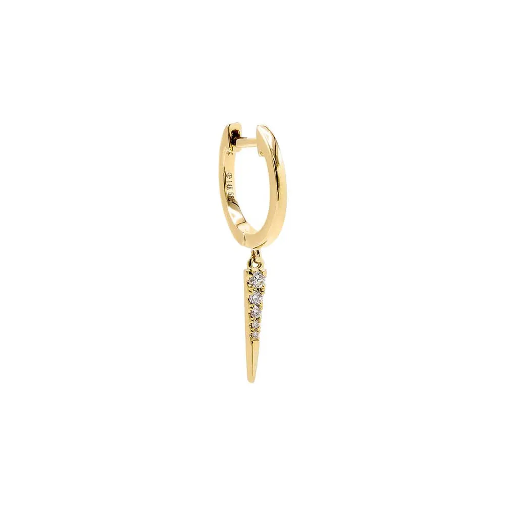 Diamond Long Spike Huggie Earring 14K sold by Adina Eden's product image thumbnail 3